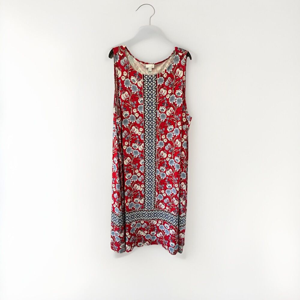 J. Jill Sleeveless Tank Shift Dress Colorful Floral Resort Plus Size 3X